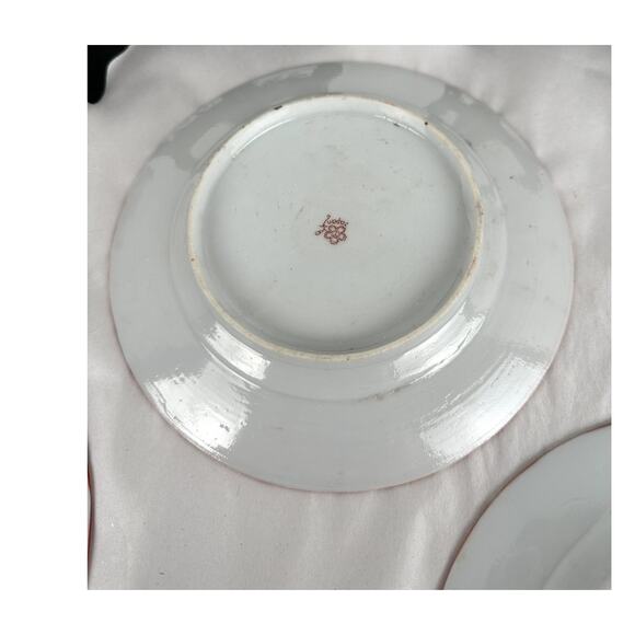 Japanese Antique China Three & Ins. Plates Geisha Floral Structures 1921-1941 - Picture 3 of 7